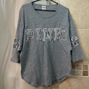 Victoria’s Secret PINK Gray 3/4 Sleeve Top Size XS